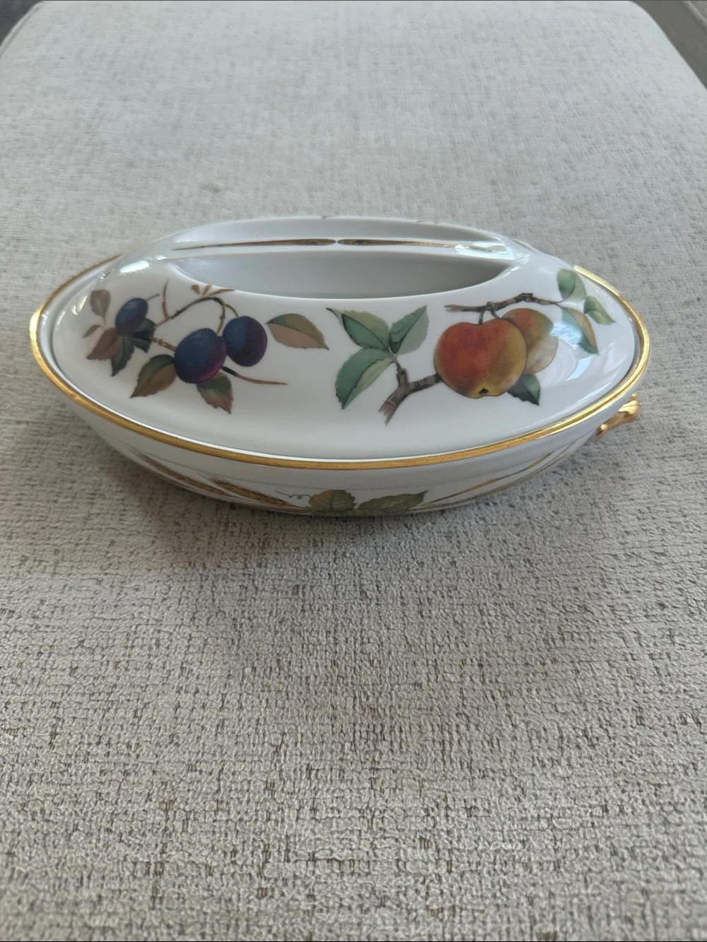 Vintage Royal Worcester Evesham Gold Oval Dish with Lid - Shape 21 Size 3